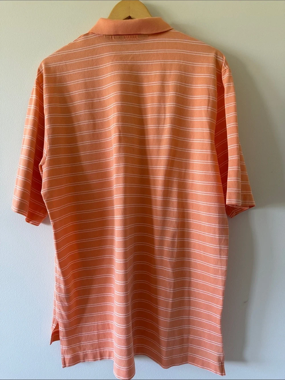 Ralph Lauren Polo Golf Orange Striped Polo with White Pony Logo Size Large